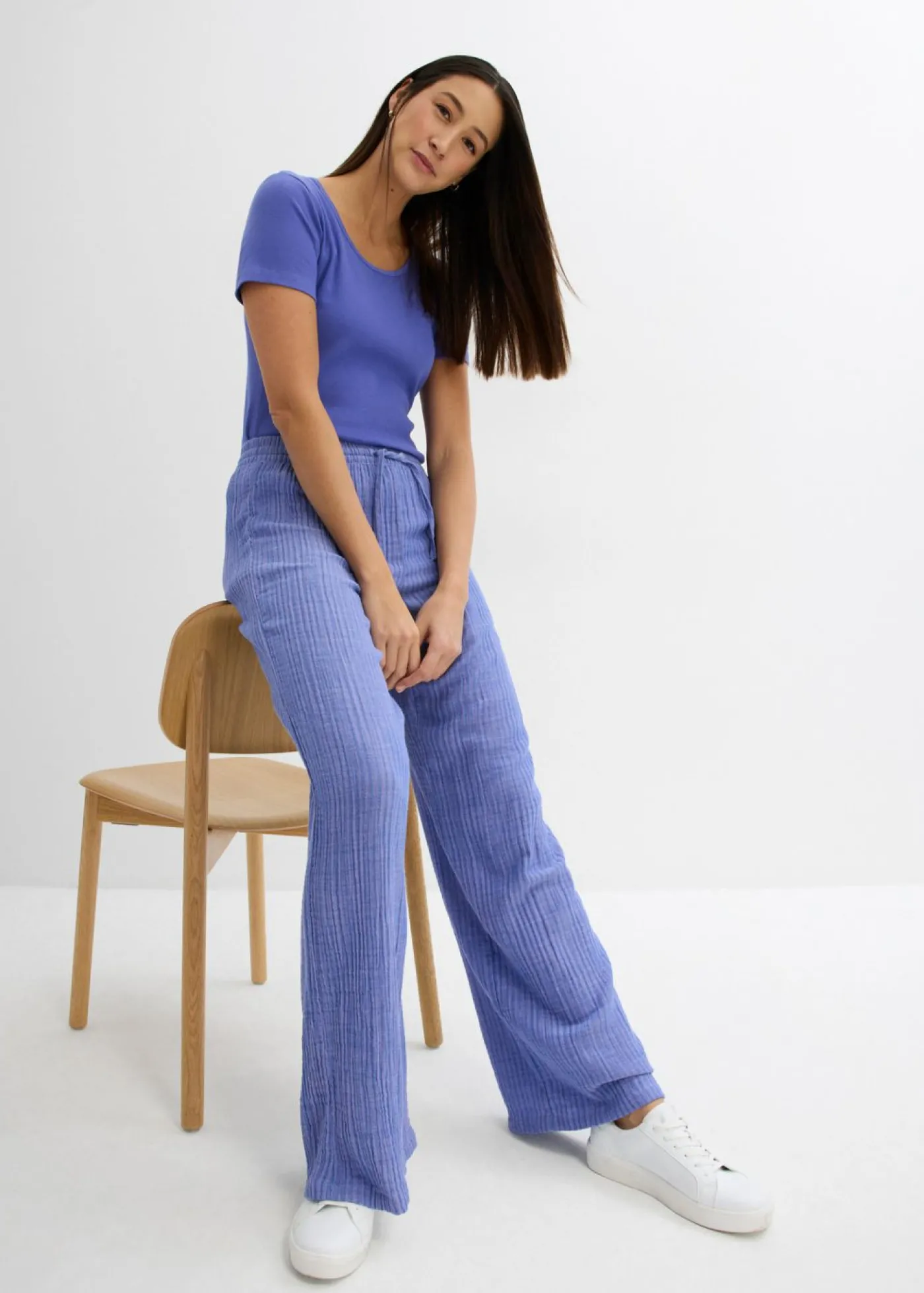 bonprix bonprix Pantalón palazzo de rayas azul violaceo-azul genciana con rayas Best