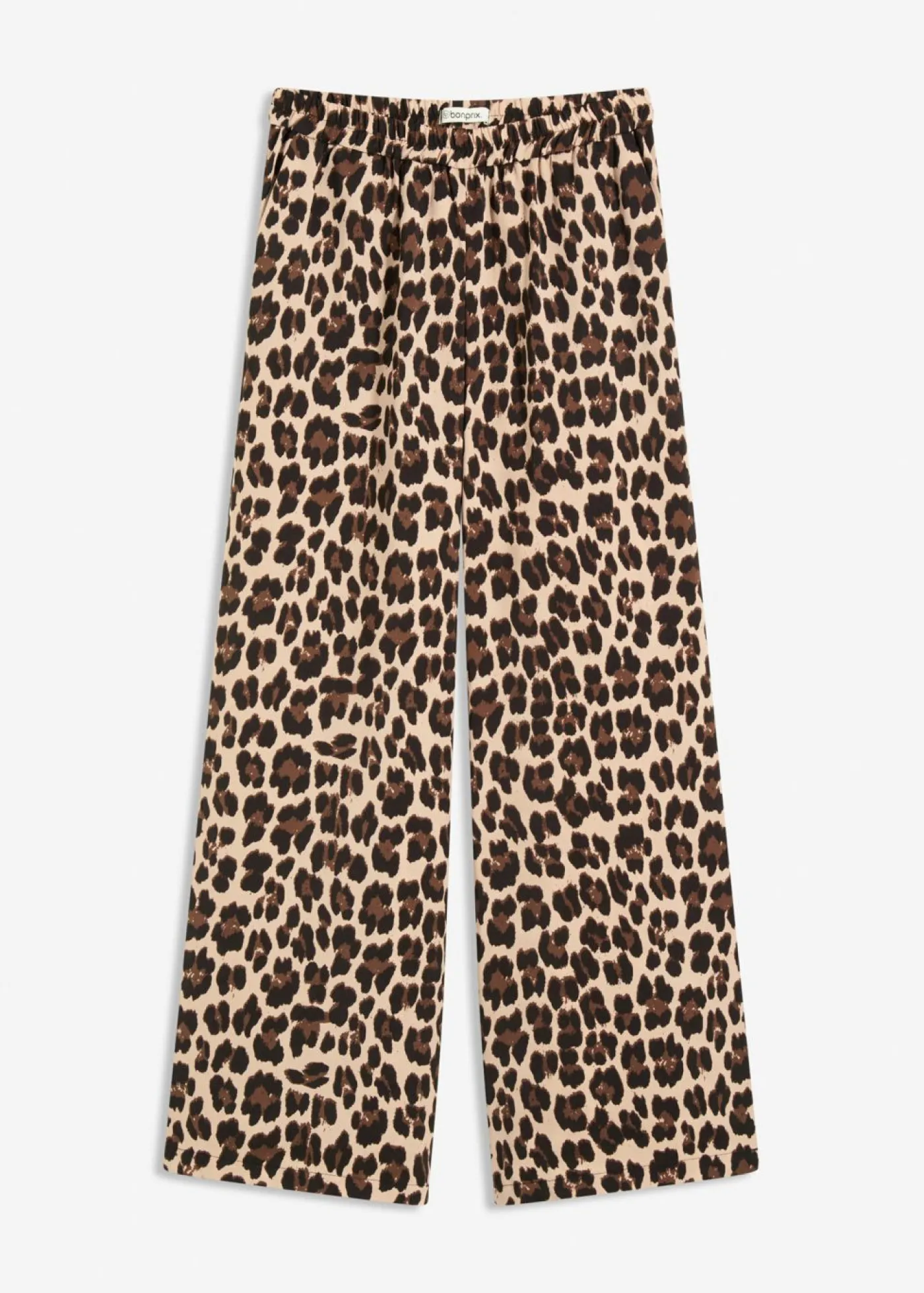 bonprix bonprix Pantalón palazzo de satén fluido estampado leo marrón Online