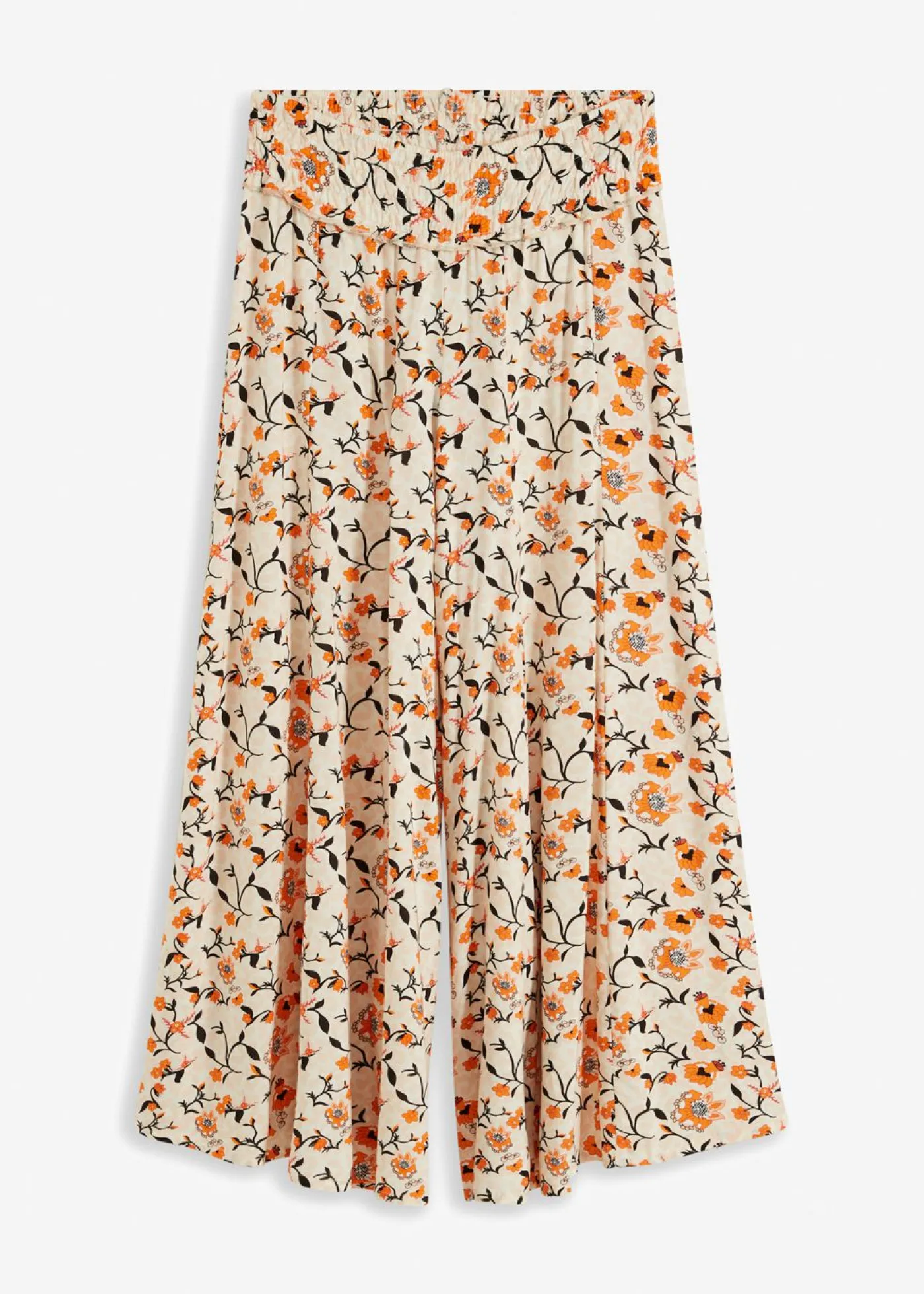 bonprix bonprix Pantalón Palazzo de viscosa fluida Beige-naranja de flores Discount