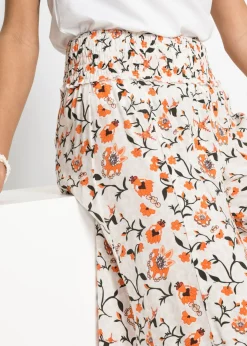 bonprix bonprix Pantalón Palazzo de viscosa fluida Beige-naranja de flores Discount