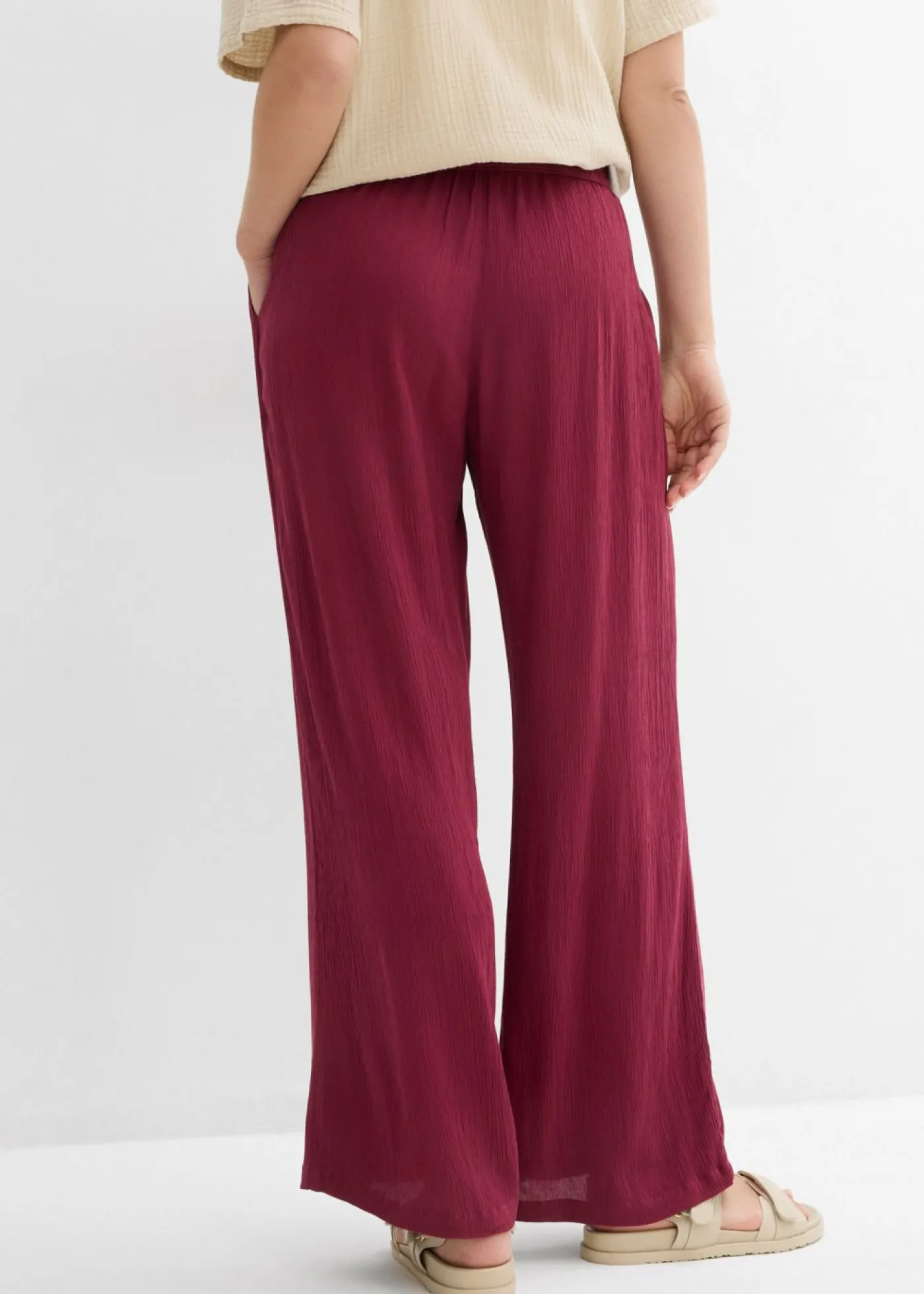 bonprix bonprix Pantalón Palazzo de viscosa suave Rojo azalea