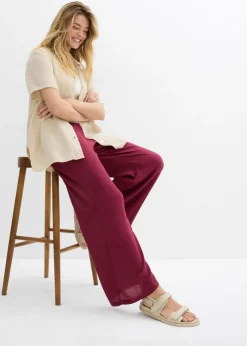 bonprix bonprix Pantalón Palazzo de viscosa suave Rojo azalea