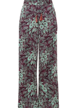 bonprix bonprix Pantalón Palazzo de viscosa fluida baya-salvia de flores Outlet
