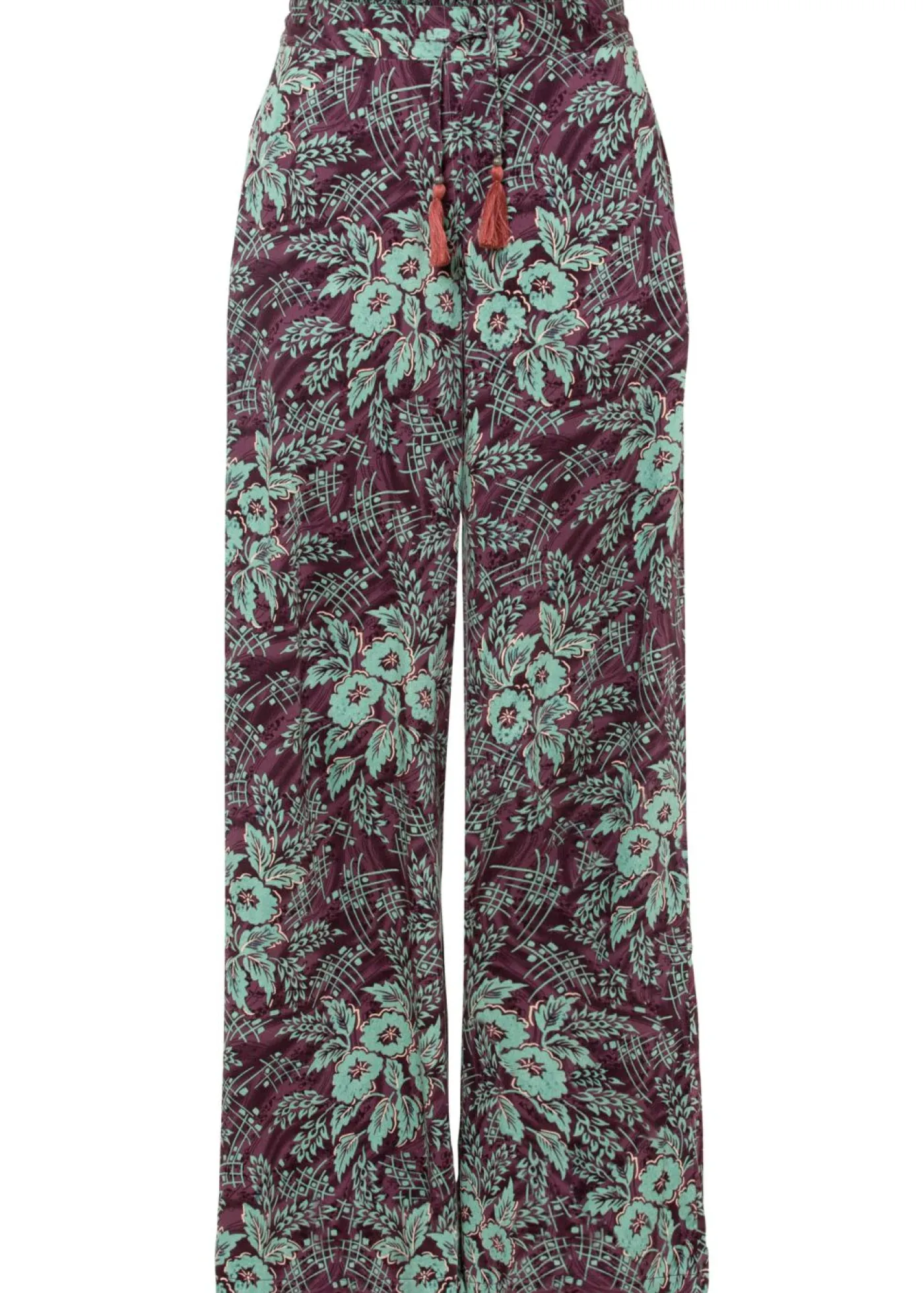 bonprix bonprix Pantalón Palazzo de viscosa fluida baya-salvia de flores Outlet