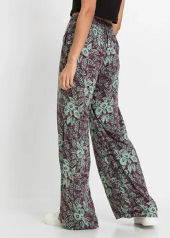 bonprix bonprix Pantalón Palazzo de viscosa fluida baya-salvia de flores Outlet