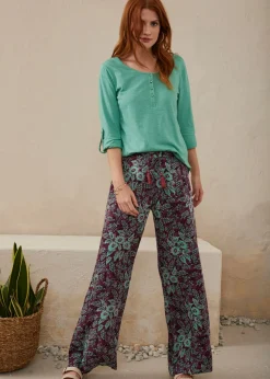 bonprix bonprix Pantalón Palazzo de viscosa fluida baya-salvia de flores Outlet