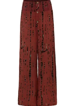 bonprix bonprix Pantalón Palazzo de viscosa fluida Marrón-negro estampado