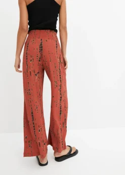 bonprix bonprix Pantalón Palazzo de viscosa fluida Marrón-negro estampado