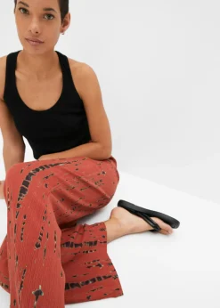 bonprix bonprix Pantalón Palazzo de viscosa fluida Marrón-negro estampado