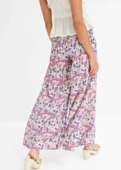 bonprix bonprix Pantalón Palazzo de viscosa fluida lavanda ahumado con patrón paisley Best