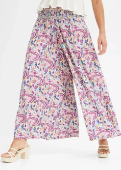 bonprix bonprix Pantalón Palazzo de viscosa fluida lavanda ahumado con patrón paisley Best