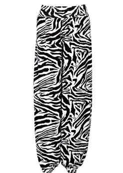 bonprix bonprix Pantalón Palazzo de viscosa fluida Negro con estampado de cebra New