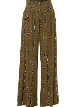 bonprix bonprix Pantalón Palazzo de viscosa fluida Verde caqui/negro estampado Discount