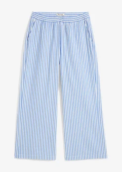 bonprix bonprix Pantalón palazzo estilo milrayas, largo 7/8 Azul glaciar-blanco lana New