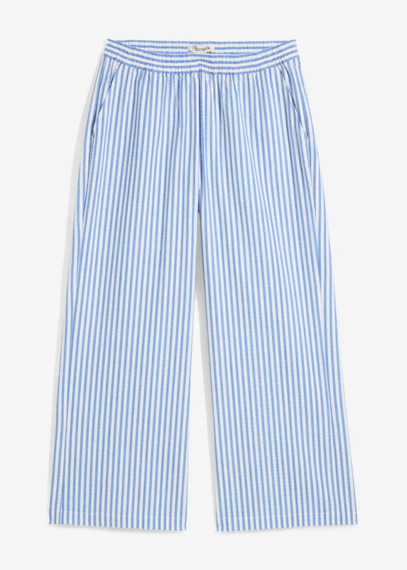 bonprix bonprix Pantalón palazzo estilo milrayas, largo 7/8 Azul glaciar-blanco lana New