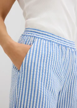bonprix bonprix Pantalón palazzo estilo milrayas, largo 7/8 Azul glaciar-blanco lana New