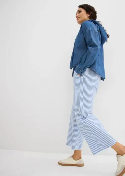 bonprix bonprix Pantalón palazzo estilo milrayas, largo 7/8 Azul glaciar-blanco lana New