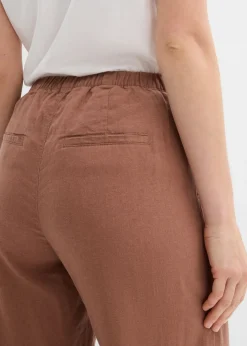 bonprix bonprix Pantalón palazzo largo con lino Marrón castaño Hot