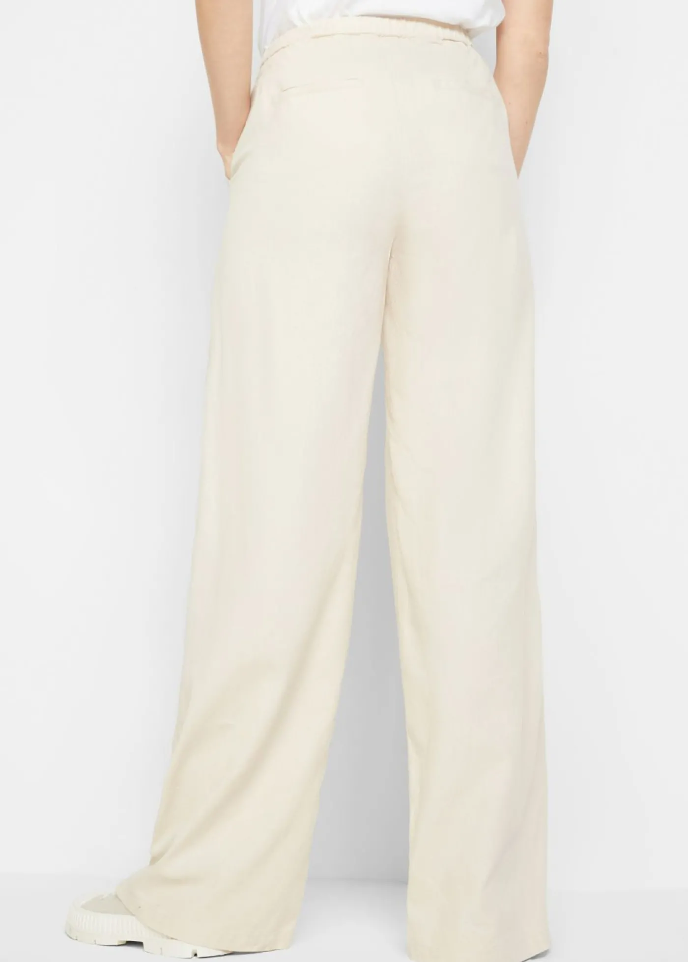 bonprix bonprix Pantalón palazzo largo con lino Beige-arena Outlet