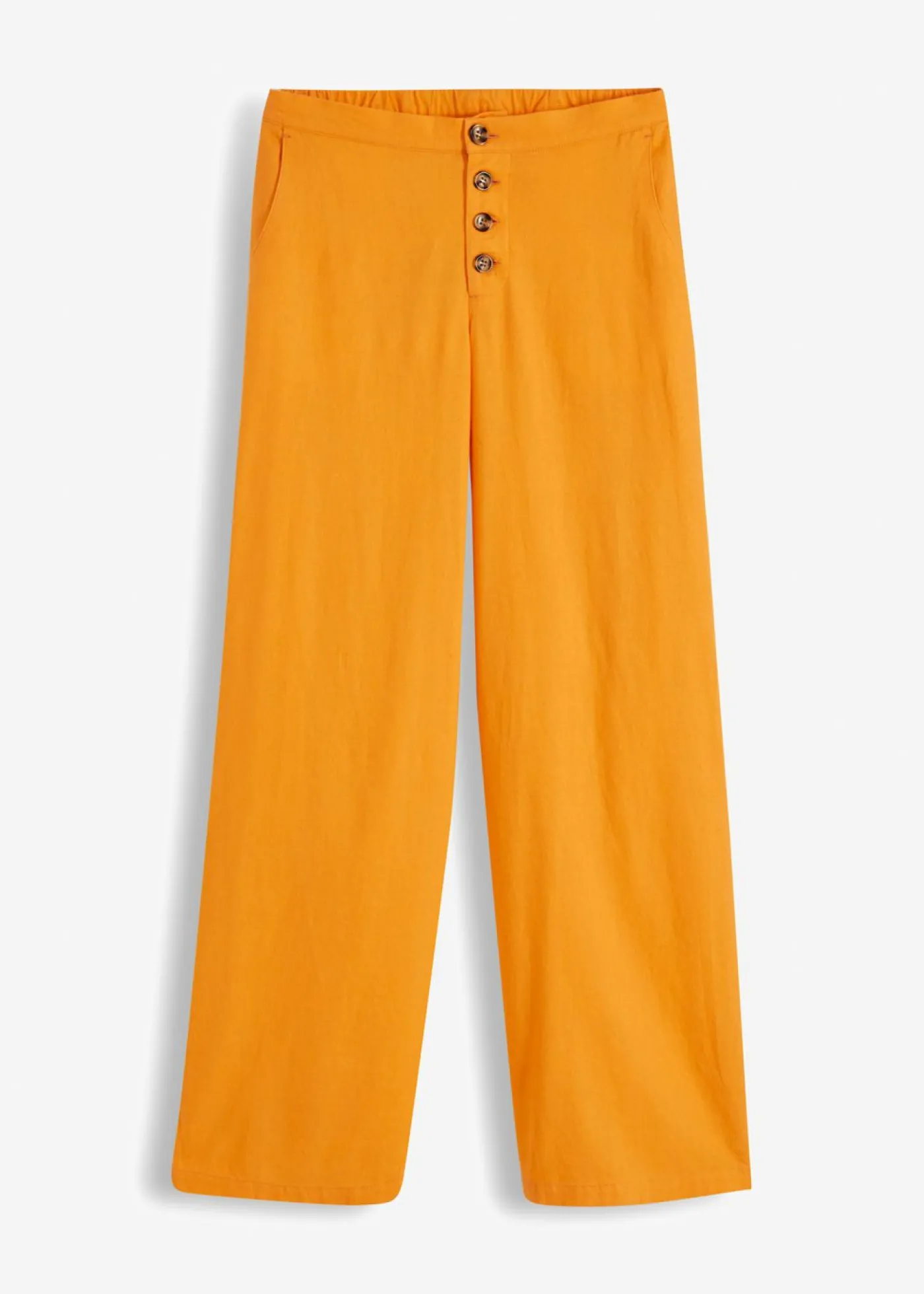 bonprix bonprix Pantalón palazzo largo con lino Naranja claro Sale