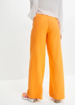 bonprix bonprix Pantalón palazzo largo con lino Naranja claro Sale