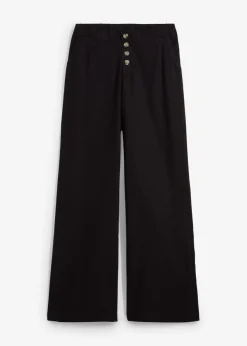 bonprix bonprix Pantalón palazzo largo con lino Negro