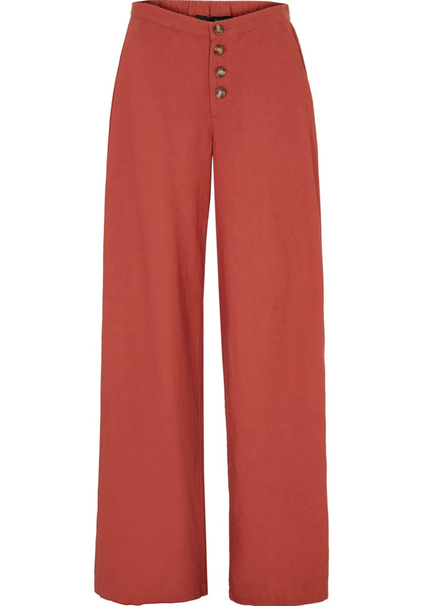 bonprix bonprix Pantalón palazzo largo con lino marrón marsala New