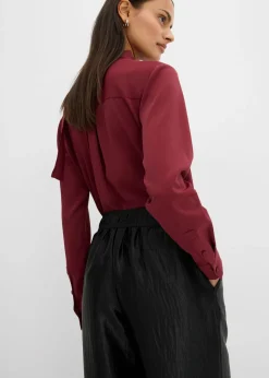 bonprix bonprix Pantalón palazzo satinado con cinturilla cómoda Negro Clearance
