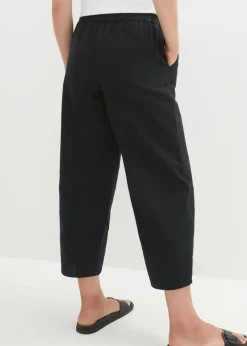 bonprix bonprix Pantalón pirata de mezcla de lino ligero Negro Clearance