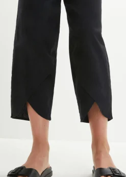 bonprix bonprix Pantalón pirata de mezcla de lino ligero Negro Clearance