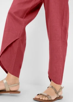 bonprix bonprix Pantalón pirata de mezcla de lino ligero marrón marsala