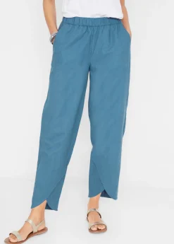 bonprix bonprix Pantalón pirata de mezcla de lino ligero denim azul Clearance