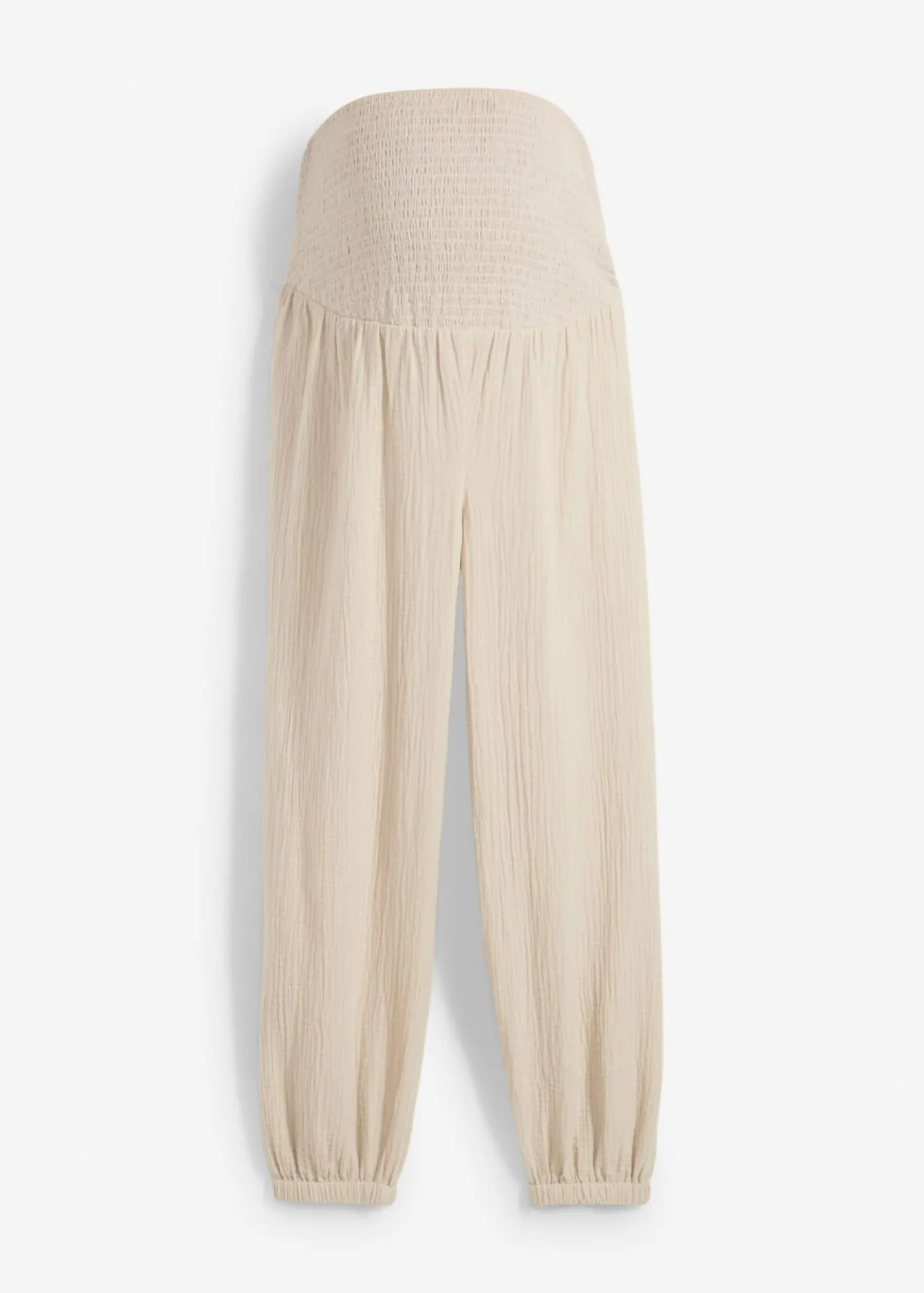 bonprix bonprix Pantalón premamá 2 en 1 de muselina pura de algodón para durante y después del embarazo gris piedra Hot