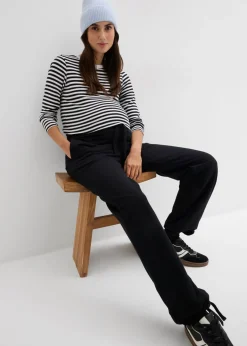 bonprix bonprix Pantalón premamá de algodón orgánico puro con dobladillo ajustable Negro Discount