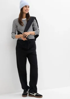 bonprix bonprix Pantalón premamá de algodón orgánico puro con dobladillo ajustable Negro Discount