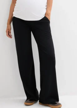 bonprix bonprix Pantalón premamá de cómodo Punto di Roma con perneras anchas Negro Best