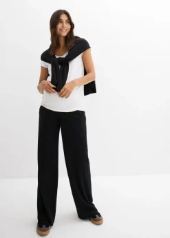 bonprix bonprix Pantalón premamá de cómodo Punto di Roma con perneras anchas Negro Best
