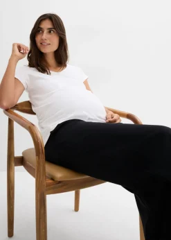 bonprix bonprix Pantalón premamá de cómodo Punto di Roma con perneras anchas Negro Best