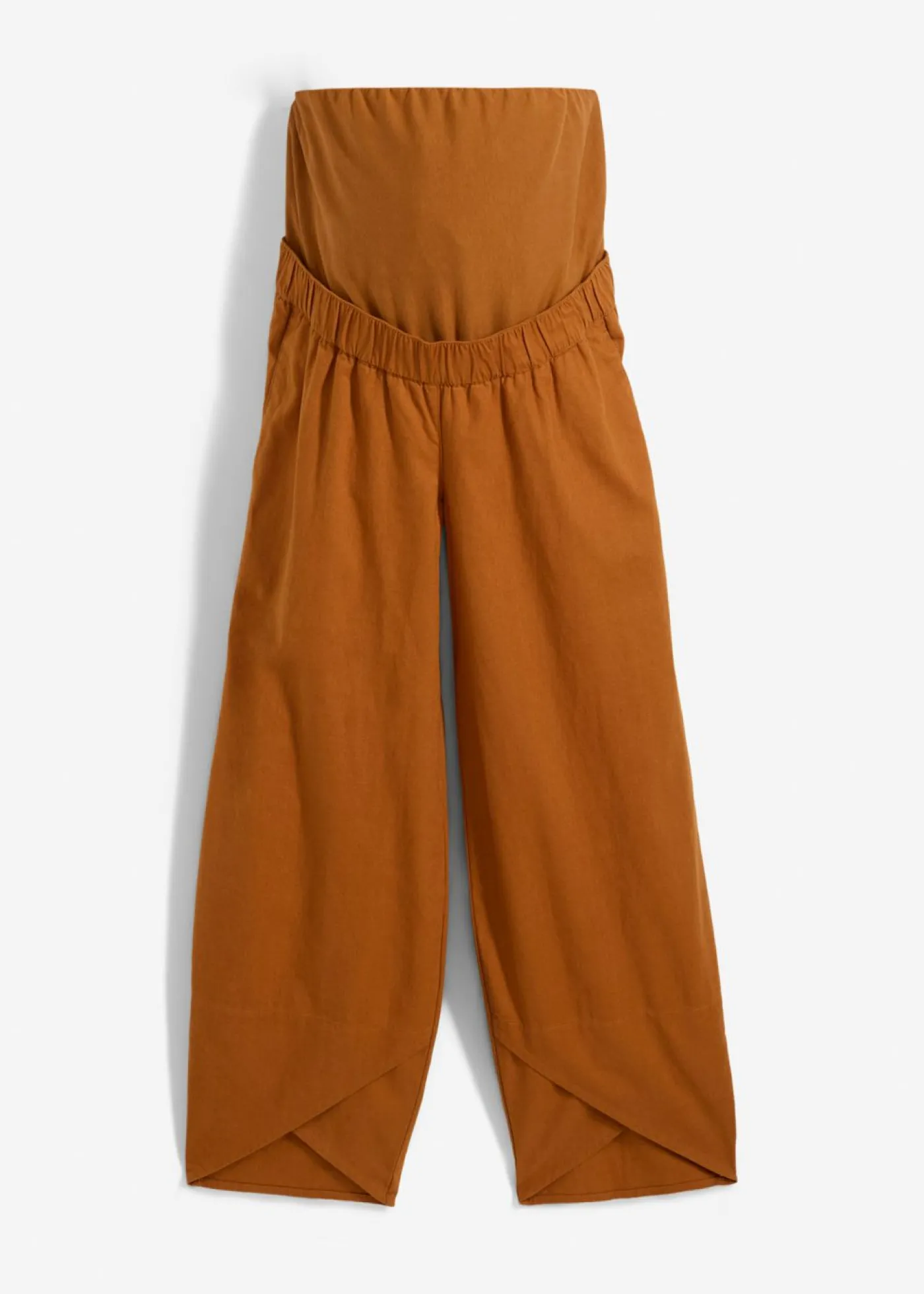bonprix bonprix Pantalón premamá de lino y algodón con banda abdominal Bronce Online