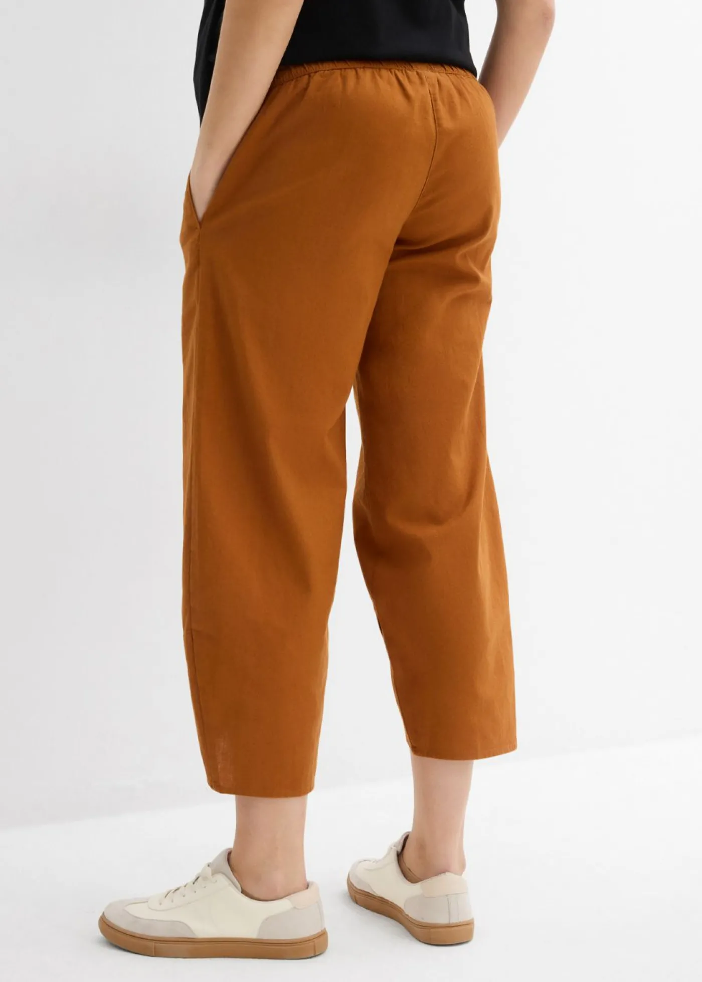 bonprix bonprix Pantalón premamá de lino y algodón con banda abdominal Bronce Online