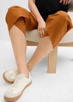 bonprix bonprix Pantalón premamá de lino y algodón con banda abdominal Bronce Online