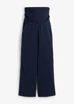 bonprix bonprix Pantalón premamá de muselina de algodón puro con corte holgado Azul marino Best