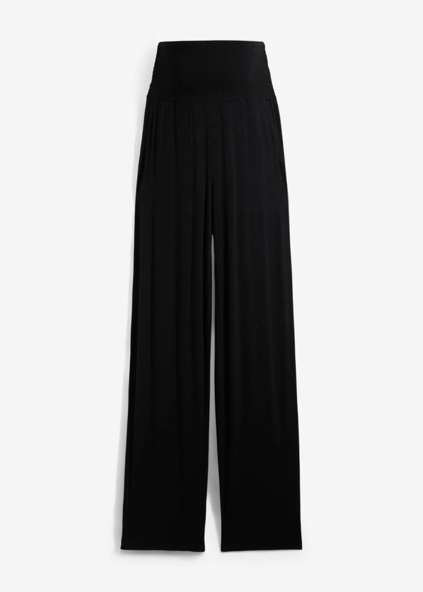 bonprix bonprix Pantalón premamá de punto con cintura de nido de abeja y perneras rectas Negro Sale
