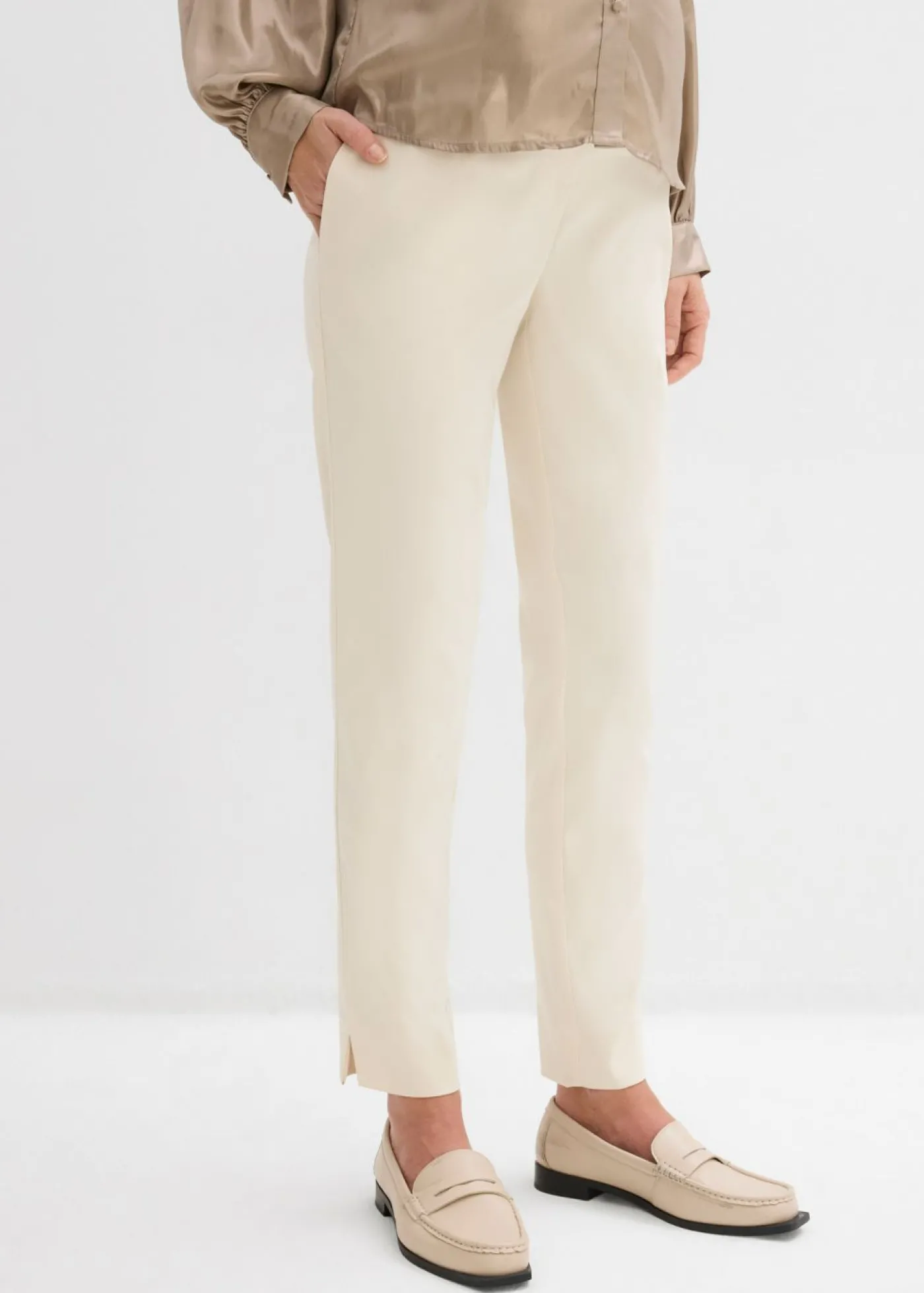 bonprix bonprix Pantalón premamá elástico con pernera acampanada Crudo Best