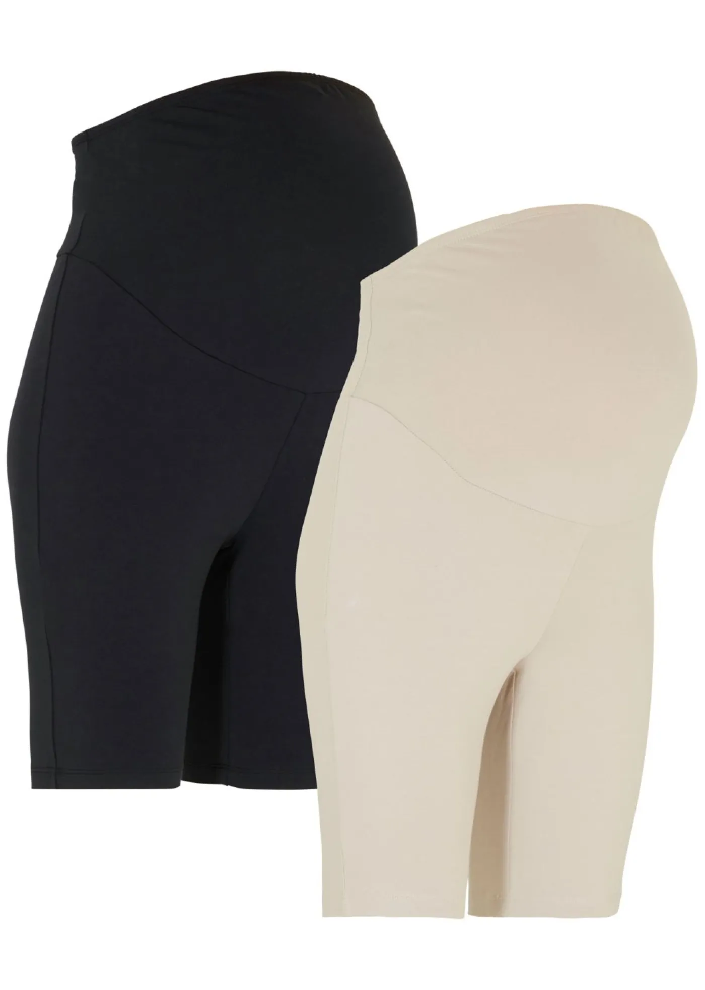 bonprix bonprix Pantalón premamá estilo ciclista de algodón orgánico (2 unidades) Negro-beige Best