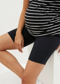 bonprix bonprix Pantalón premamá estilo ciclista de algodón orgánico (2 unidades) Negro-beige Best