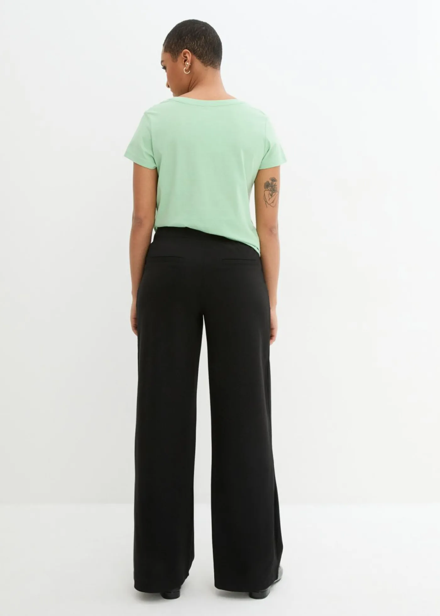 bonprix bonprix Pantalón Punto di Roma con cintura cómoda Negro Clearance