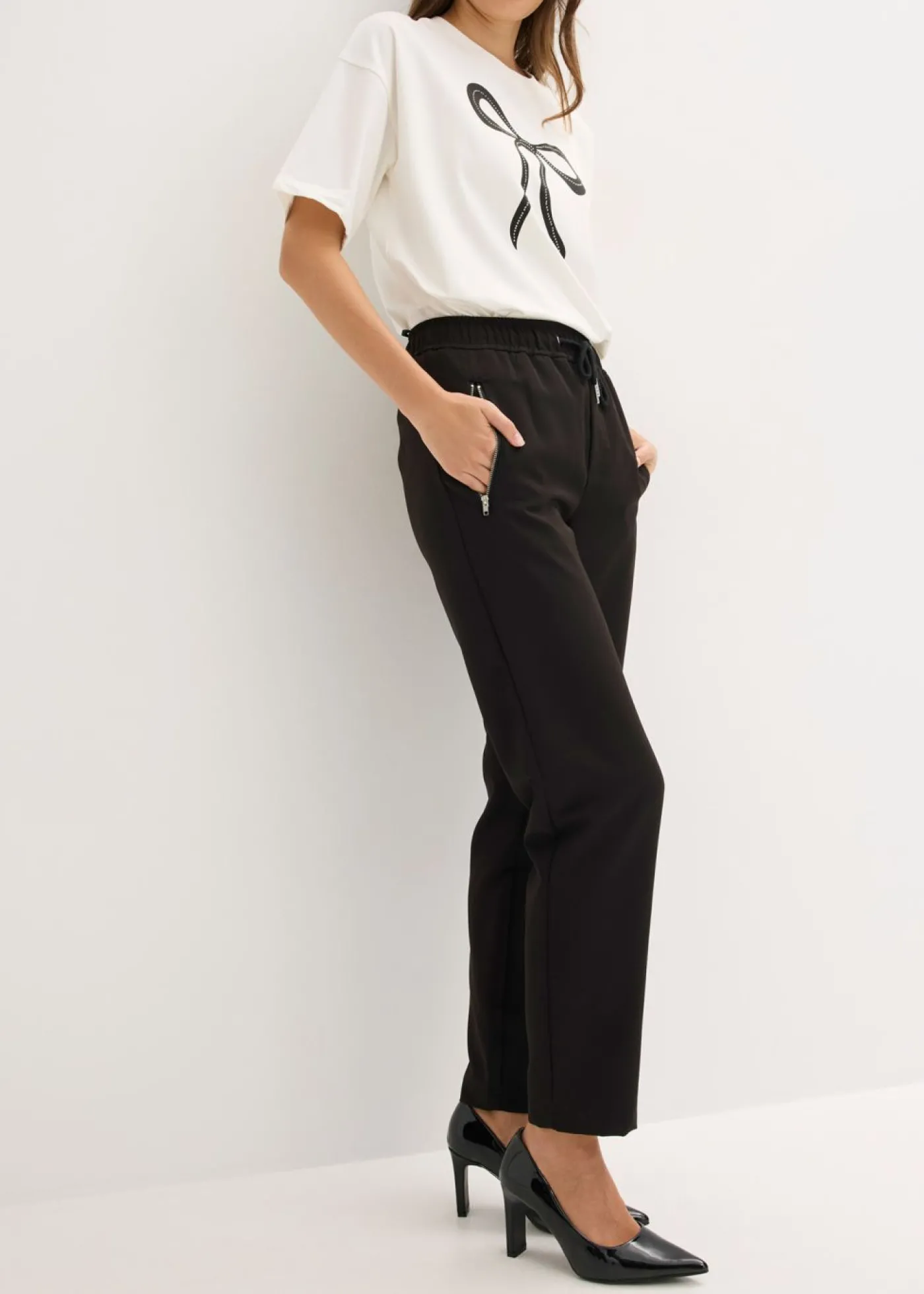 bonprix bonprix Pantalón sin cierre con cinturilla cómoda Negro Online