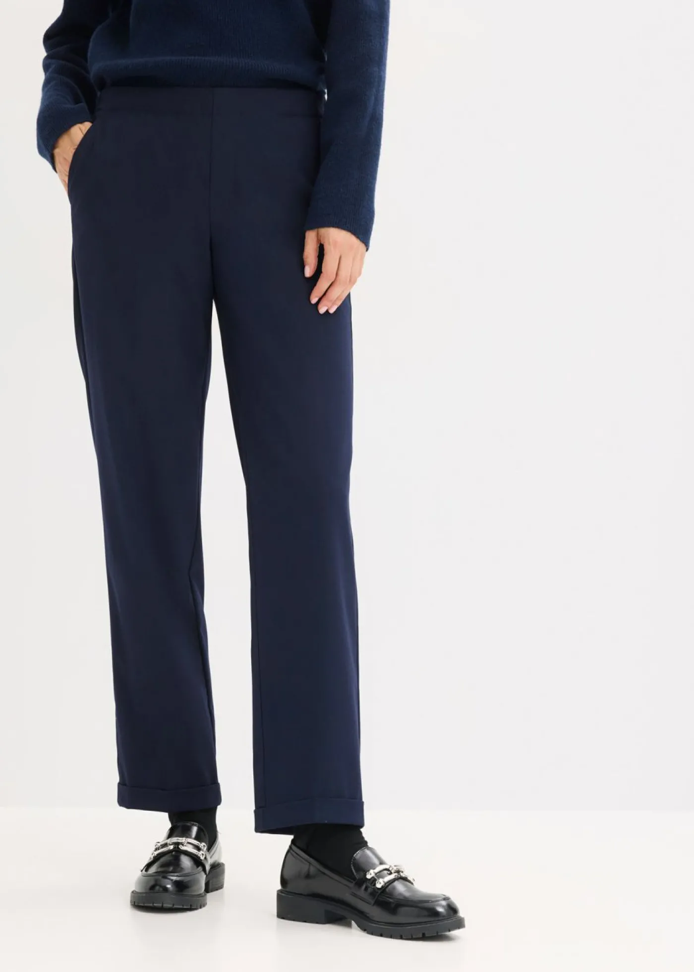 bonprix bonprix Pantalón sin cierre con dobladillo Azul marino Outlet