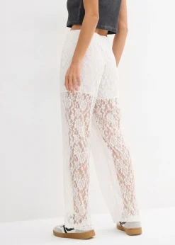 bonprix bonprix Pantalón sin cierre con encaje Blanco Online